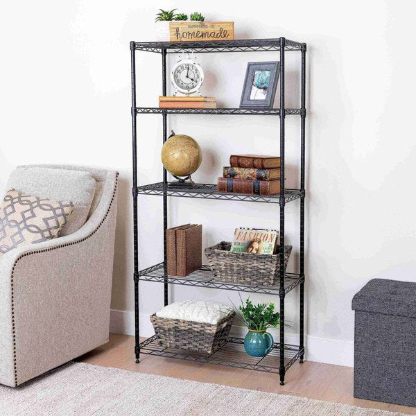 Steel Wire Shelving, 5 Tier, 4 Steel Poles