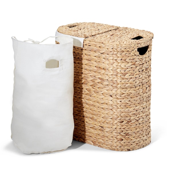 Oval Double Hamper, Water Hyacinth Lidde