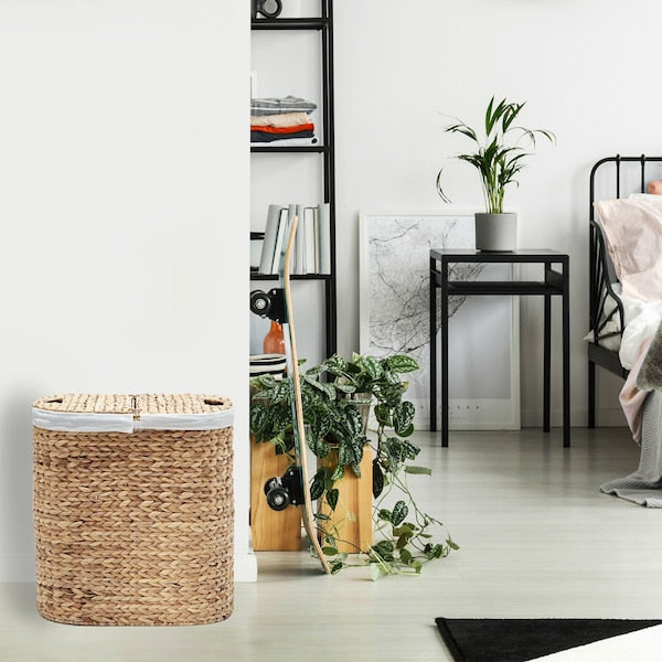 Oval Double Hamper, Water Hyacinth Lidde