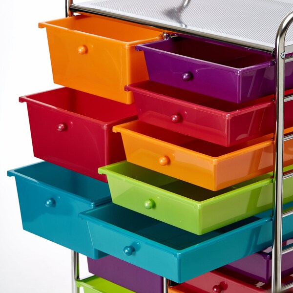 Utility Storage Organizer Cart, 15 Drawer