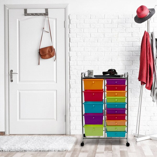 Utility Storage Organizer Cart, 15 Drawer