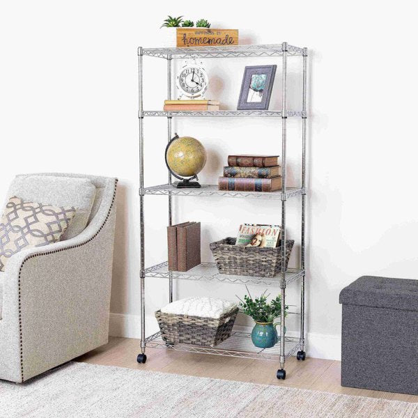 Wire Shelving with Wheels, 5 Tier
