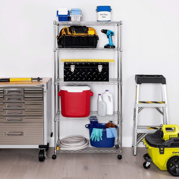 Wire Shelving with Wheels, 5 Tier