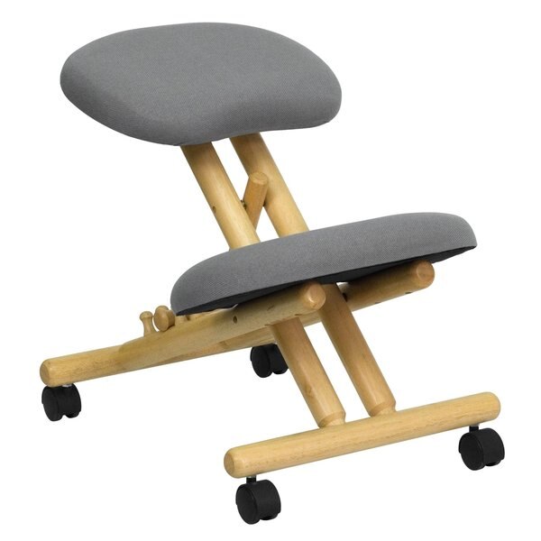 Mobile Wood Kneeler Chair, Gray