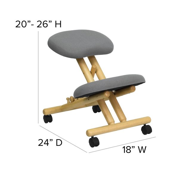 Mobile Wood Kneeler Chair, Gray