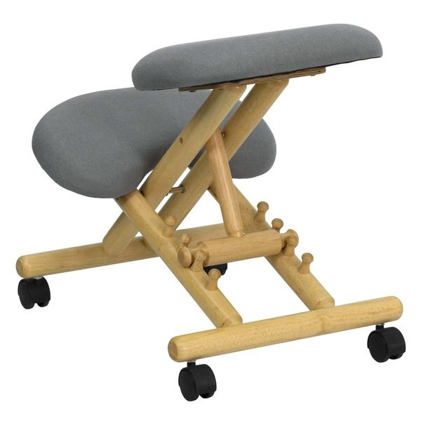 Mobile Wood Kneeler Chair, Gray