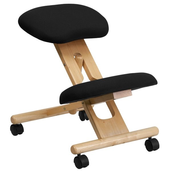 Mobile Wood Kneeler Chair, Black
