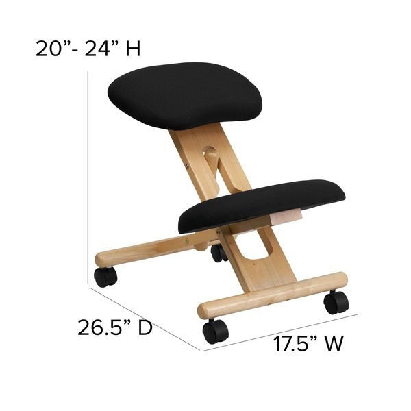 Mobile Wood Kneeler Chair, Black