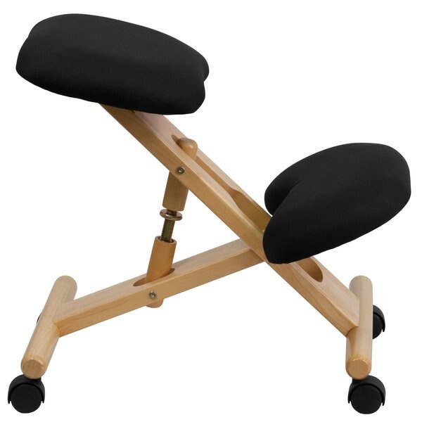 Mobile Wood Kneeler Chair, Black