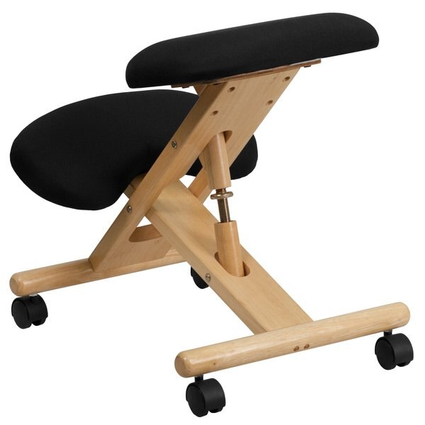 Mobile Wood Kneeler Chair, Black