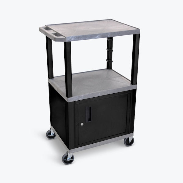 AV Cart, 3 Shelves Cabinet and Black Legs, 42