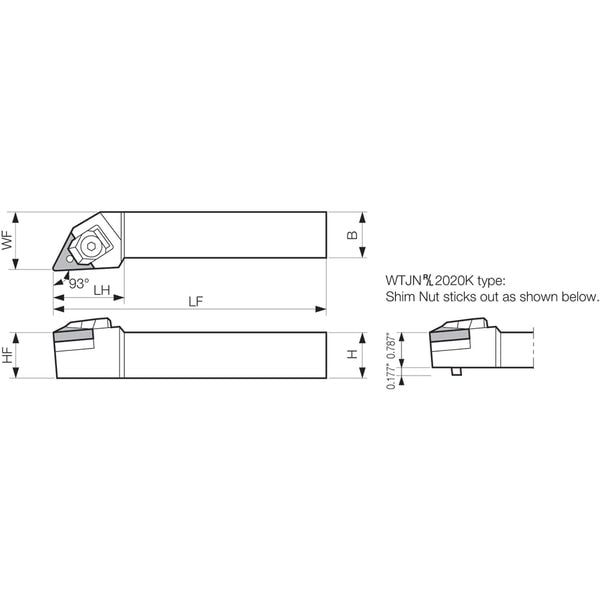 Turning Toolholder, WTJNR 2020K16N