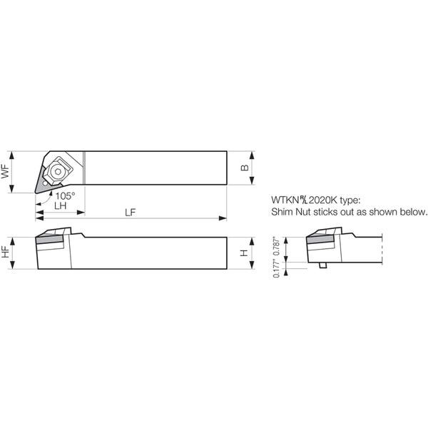 Turning Toolholder, WTKNL 2020K16N