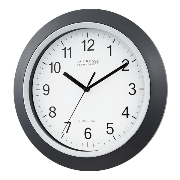Atomic Wall Clock, Black, 12