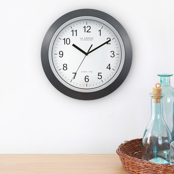 Atomic Wall Clock, Black, 12