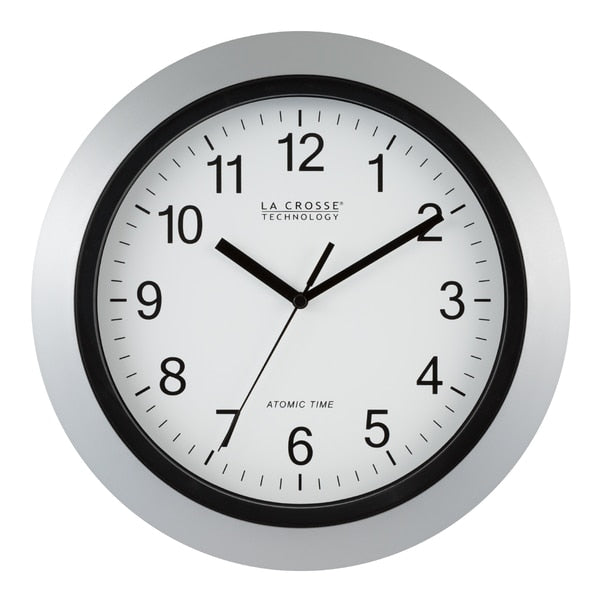 Atomic Wall Clock, Silver, 12