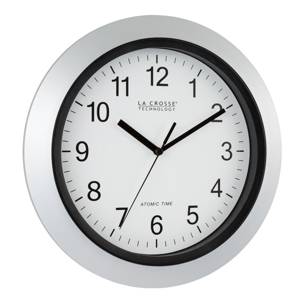 Atomic Wall Clock, Silver, 12