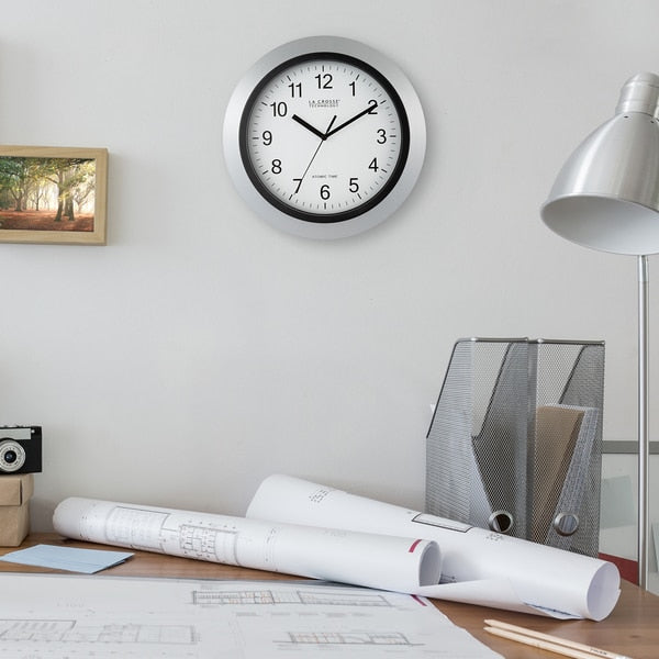 Atomic Wall Clock, Silver, 12