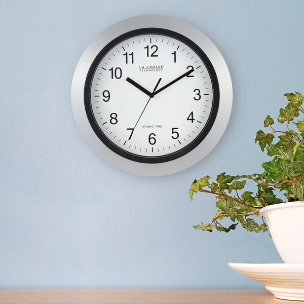 Atomic Wall Clock, Silver, 12