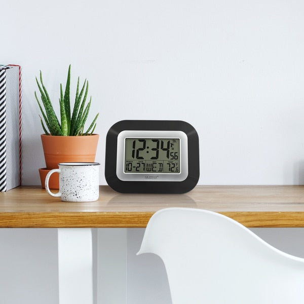 Atomic Digital Wall Clock w Indoor Temp