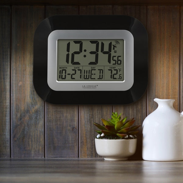 Atomic Digital Wall Clock w Indoor Temp