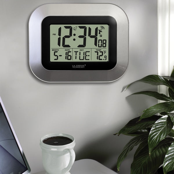 Atomic Digital Wall Clock w Indoor Temp