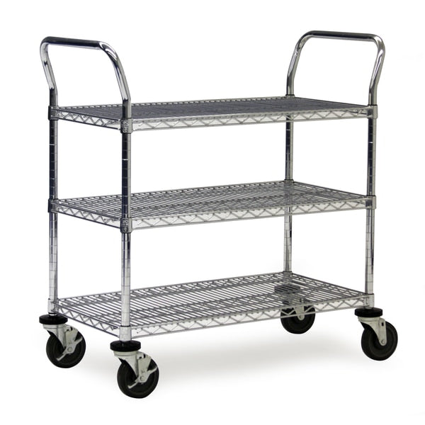 Wire Utility Cart, 3-Shelf, 24x48x40