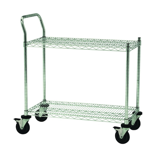 Wire Utility Cart, SglHdl, 3-Shlf, 18x30x40