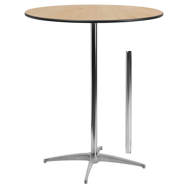 Pub Table w/2 Columns, Rnd, Brchwd Top, 36
