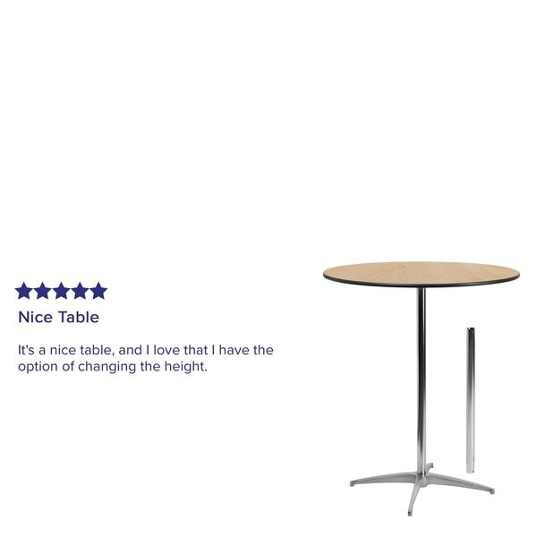 Pub Table w/2 Columns, Rnd, Brchwd Top, 36