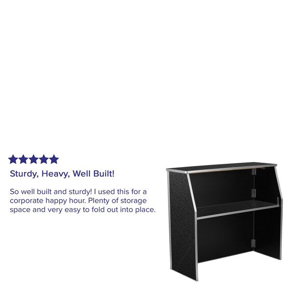 Foldable Bar, Marble, 4ft., Black, 47.75