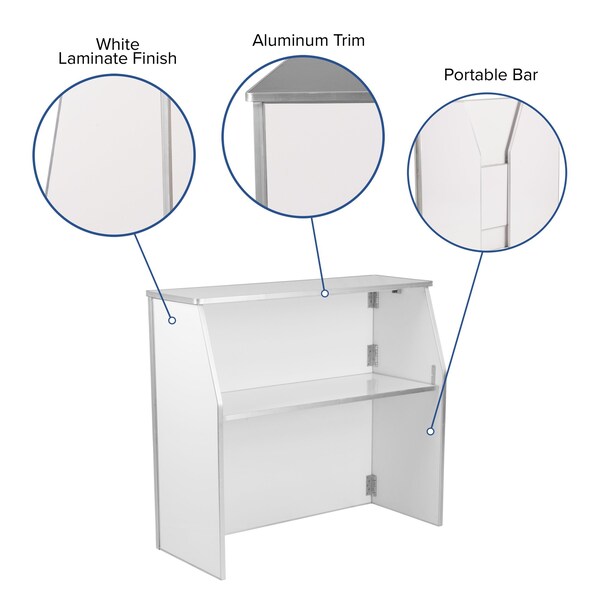 Foldable Bar, 4ft., White, 47.75