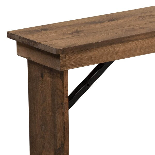 HERCULES Series 40'' x 12'' Antique Rustic Solid Pine Folding Farm Bench
