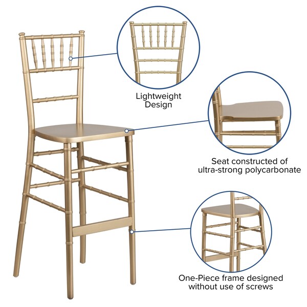 Chiavari Barstool, Gold, Wood