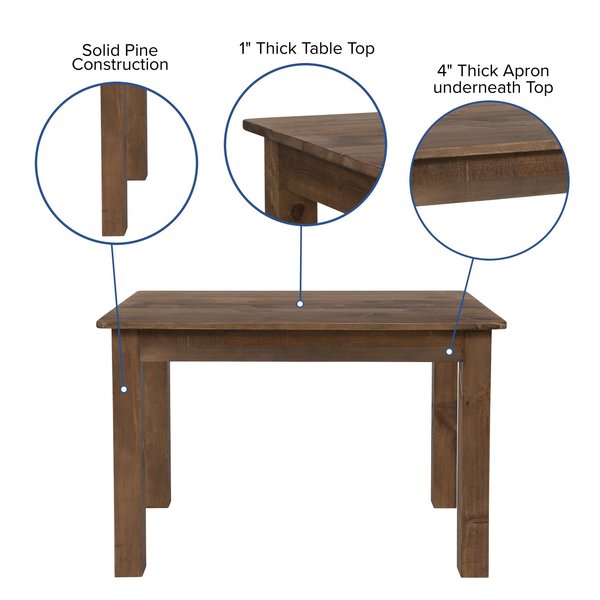 Rectangle Farm Table, Rustic, Rectangular, 46