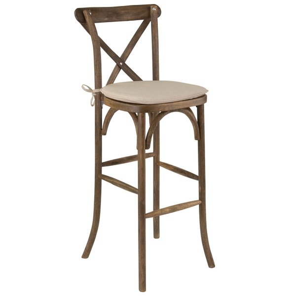 Barstool, Cushion, Antique, Cross Back