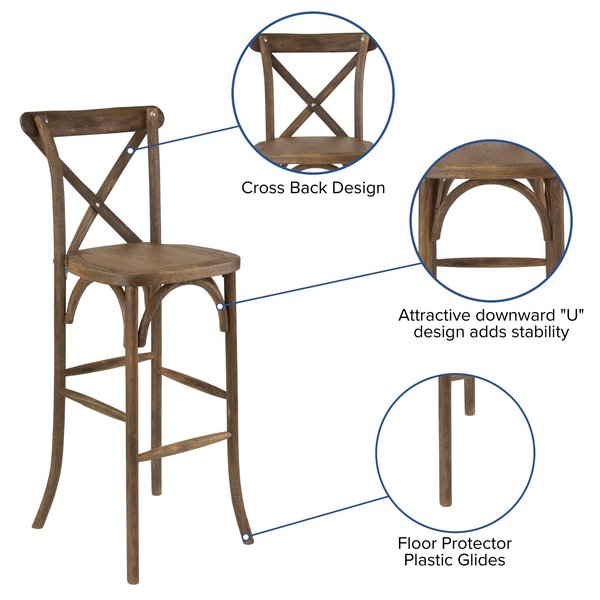 Barstool, Antique, Cross Back