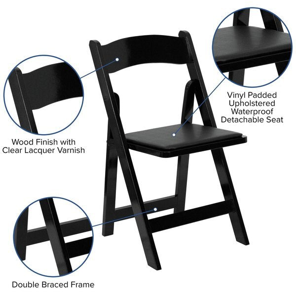 Folding Chair, Wood, Black