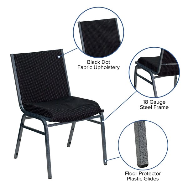 Stack Chair, Black Seat, Fabric Seat