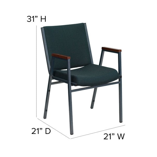 Fabric Stack Chair w/Arms, Green