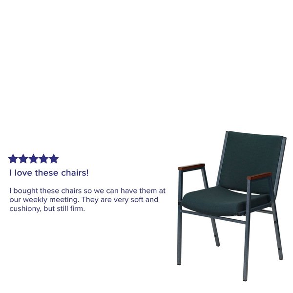 Fabric Stack Chair w/Arms, Green