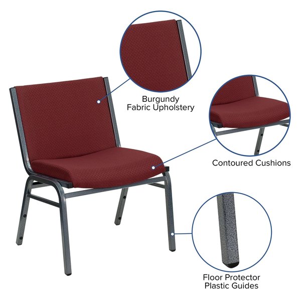 Fabric Stack Chair, Extra Wide, Burgundy