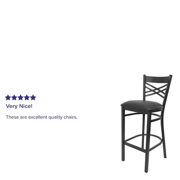 Restaurant Stool, X Back, Black Seat