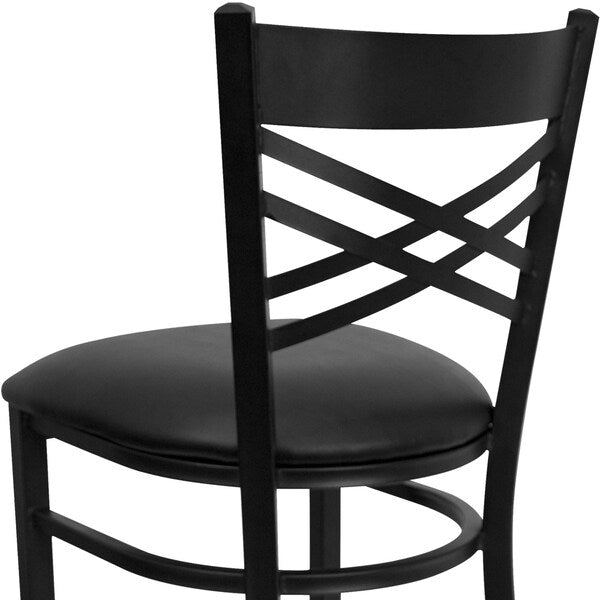 Restaurant Stool, X Back, Black Seat