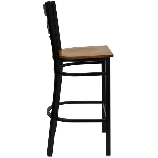 Restaurant Stool, X Back, Cherry Seat