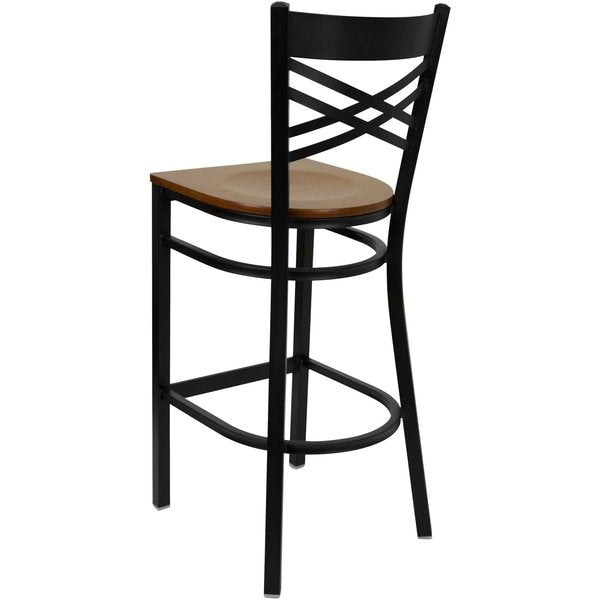 Restaurant Stool, X Back, Cherry Seat