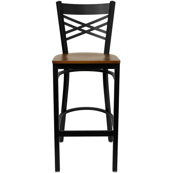 Restaurant Stool, X Back, Cherry Seat