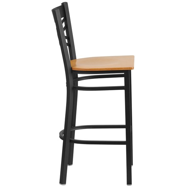 Restaurant Stool, X Back, Natural Seat
