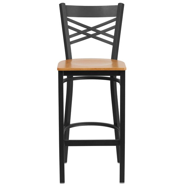 Restaurant Stool, X Back, Natural Seat