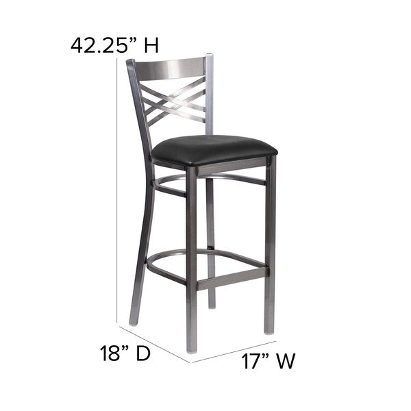 Restaurant Barstool, Metal X Bck, Blk Vny